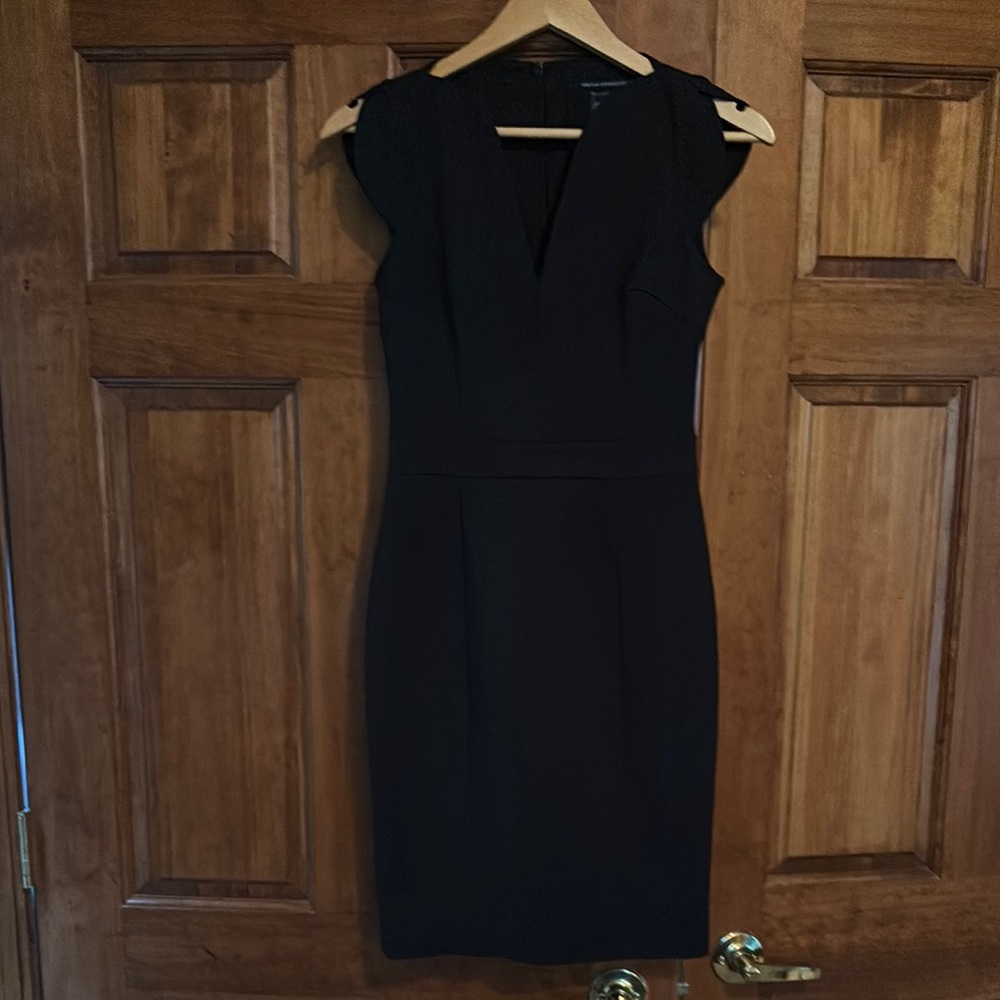 French Connection Black Flutter Sleeve Sheath Dress